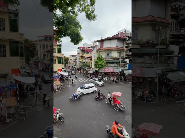 Hanoi intersection buzz. View from Coffee Nang #hanoi #vietnam #travel #shorts #bike