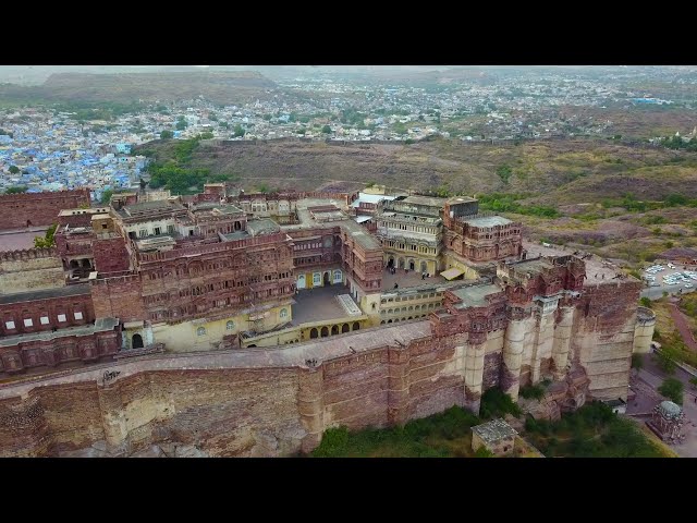 4K The Blue City and Mehrangarh fort in Jodhpur Rajasthan | Free Stock Video without Watermark