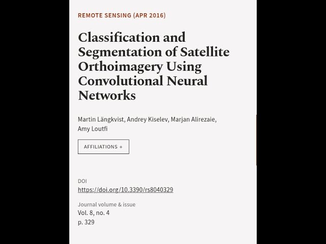 Classification and Segmentation of Satellite Orthoimagery Using Convolutional Neural ... | RTCL.TV