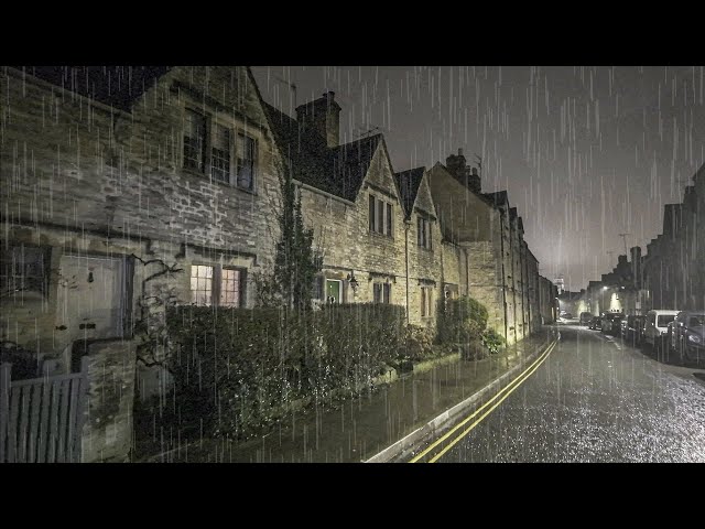 A Night Walk in the Rain in a COTSWOLD Town || ENGLAND || 4K HDR
