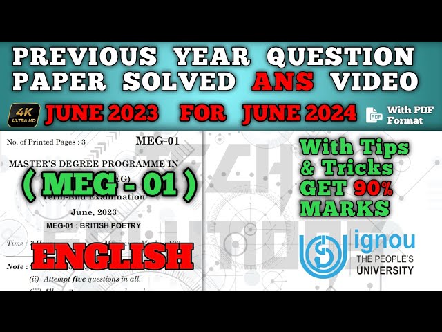 MEG 01 SOLVED QUESTION PAPER JUN 2023 FOR JUN 2024 IN ENGLISH | MEG 01 GUESS PAPER JUN 2024