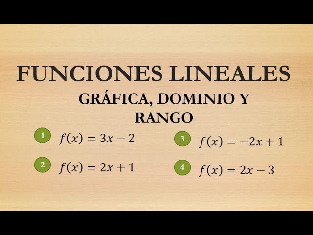 Funciones lineales grafica dominio y rango - 4 ejemplos