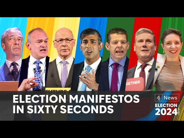 Manifestos of each major party in 60 seconds  - UK election