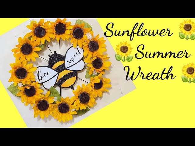 Sunflower Honey Bee Bicycle Wheel Summer Flower Wreath Tutorial DIY Crafts Decor Crafting With Ollie