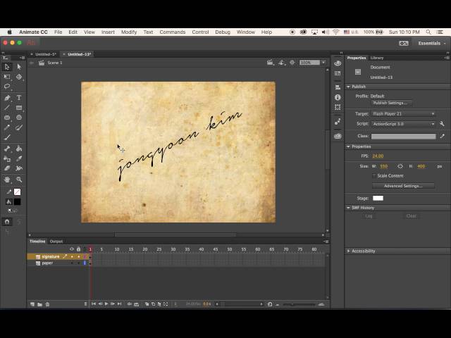 Writing Signature Effect using Adobe Animate CC