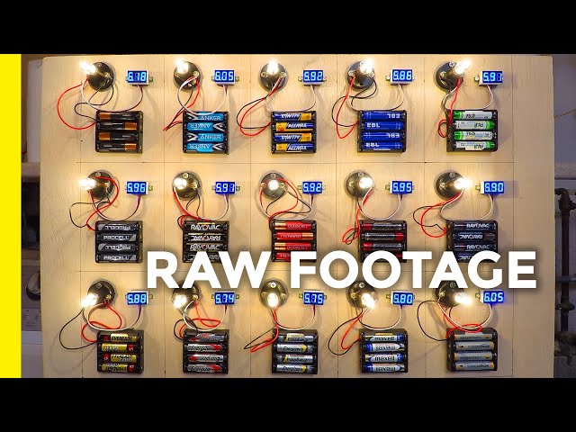 AAA Alkaline Battery Test 2020 - Low Current LED Bulbs (Raw Footage - 60x Speed)