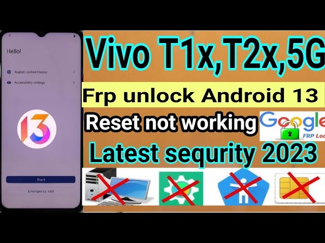 Vivo T1x 5g, T2x 5g,   Frp Bypasss Android 13 lates t| Vivo T1,T2,T2 pro Google Account Bypasss 2023