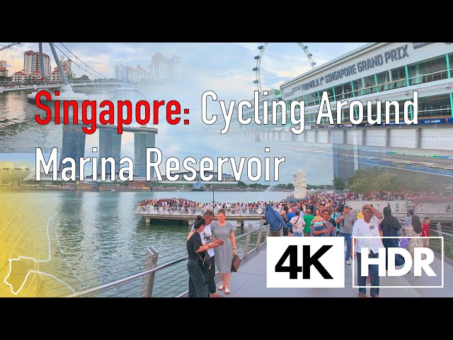 Singapore: Cycling around Marina Reservoir, Merlion, MBS, Gardens by the Bay (Full Version) | 4K HDR