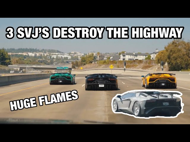 3 GINTANI AVENTADOR SVJ’S And SV Shut Down The Highway (Extreme Flames)