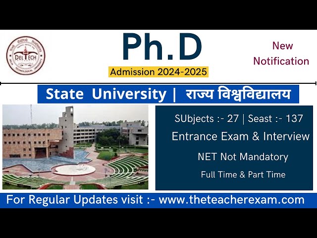 PhD admission 2024 | DTU PhD admission Notification  2024 | PhD admission without NET-JRF | DTU PhD
