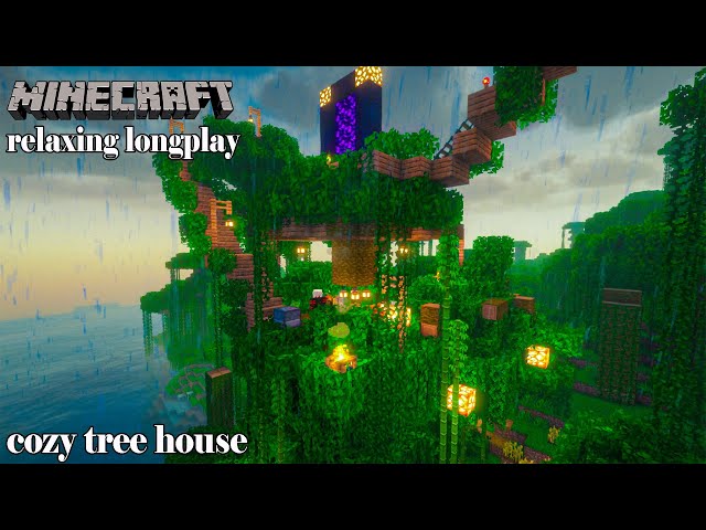 Minecraft relaxing LongPlay | cozy tree house | (No commentary)