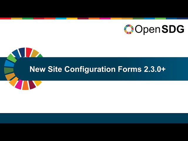Open SDG: New site configuration forms