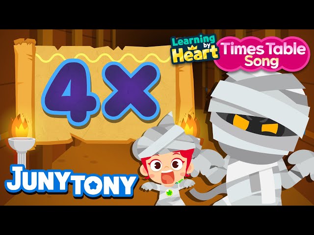 4 Times Table Song | Multiply by 4 | School Songs | Multiplication Songs for Kids | JunyTony