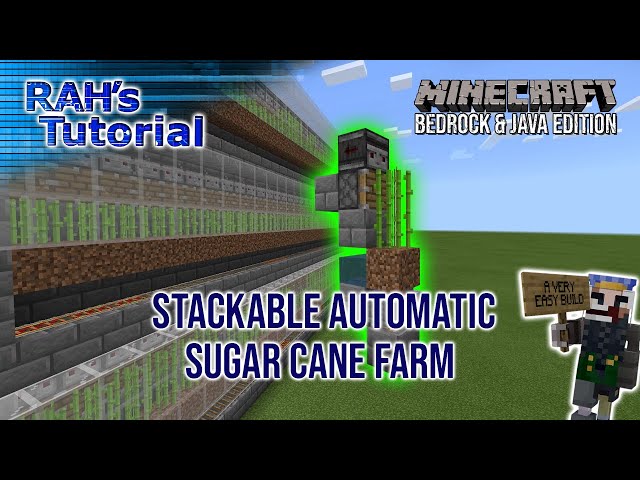 Stackable Automatic Sugar Cane Farm Tutorial - Minecraft 1.20+ Bedrock & Java edition