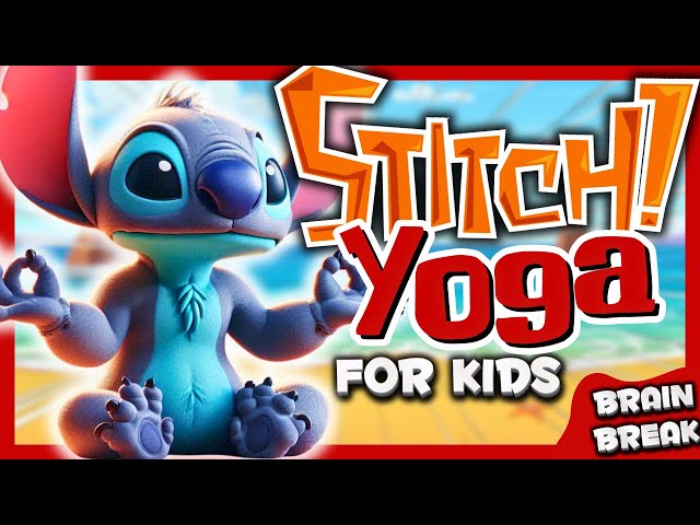 🔵STITCH YOGA🌸Calming yoga for kids🏖️ Lilo & Stitch Summer Brain Break🧘🏽‍♀️Danny Go Noodle inspired