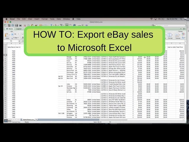 How to Export Ebay sales to Microsoft Excel