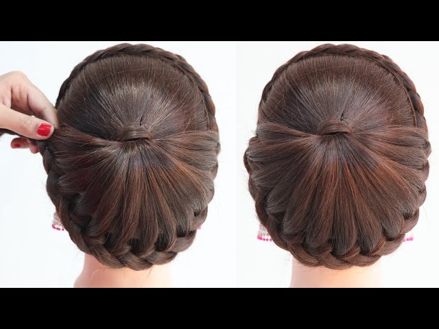 trendy stylish bun hairstyle for ladies | quick hairstyle for wedding | easy hairstyle for saree