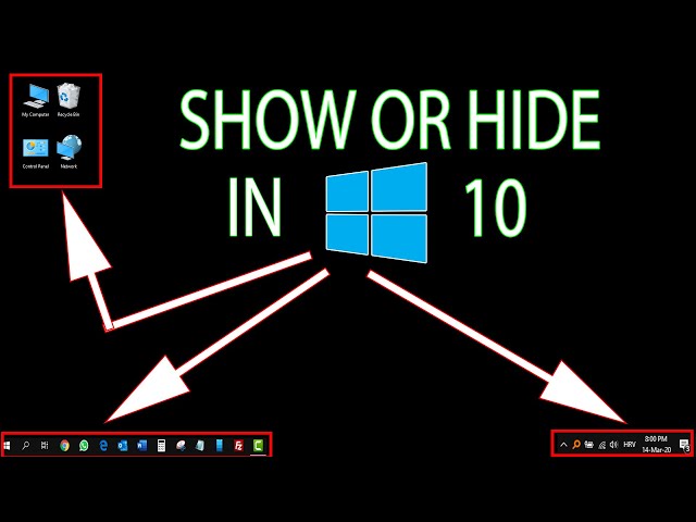 Show or hide icons in Taskbar, System Tray or Desktop in Windows 10