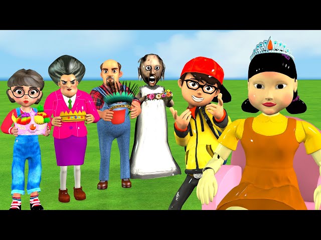 Scary Teacher 3D vs Squid Game Awarding the Crown to Squid Game Doll Nice or Error 5 Times Challenge