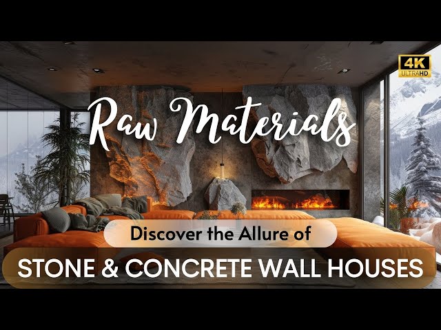 Stone & Concrete Wall House with Rustic Interior Design Ideas & Cozy Vintage Backyard Retreats