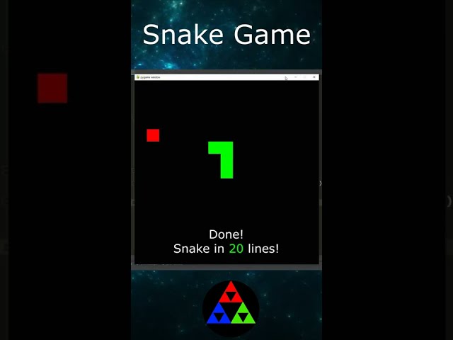 Snake Game in 20 Lines with Python | Pygame |