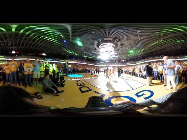 The Golden State Warriors are introduced before their game against the Portland Trail Blazers