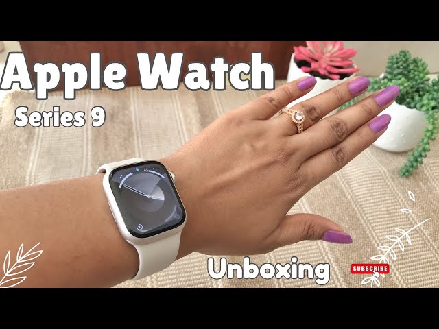 Unboxing Apple Watch Series 9 Starlight 💫 | 41 mm Face , 130-180mm Band| Watch setup and accessories