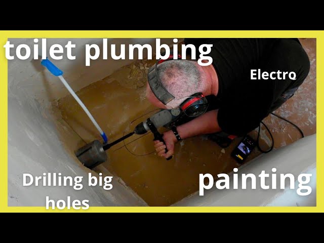 Painting the bathroom ceiling, toilet plumbing, finishing the electro in the basement#104