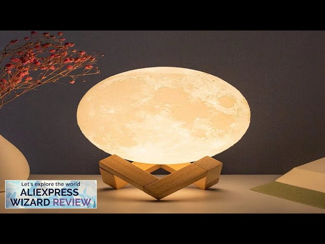 8cm Moon Lamp LED Night Light Battery Powered With Stand Starry Lamp Review