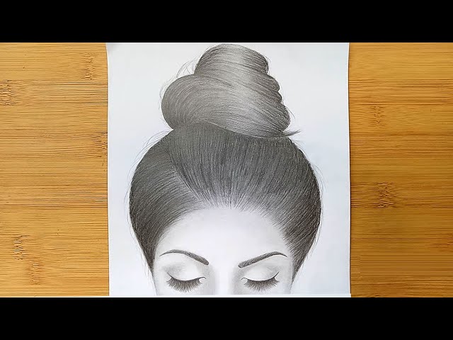 How to draw shade realistic hair bun with pencils sketch // Step by step