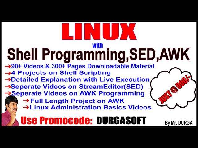 Linux with Shell Programming, SED ,AWK &  Many more | Just@900/-