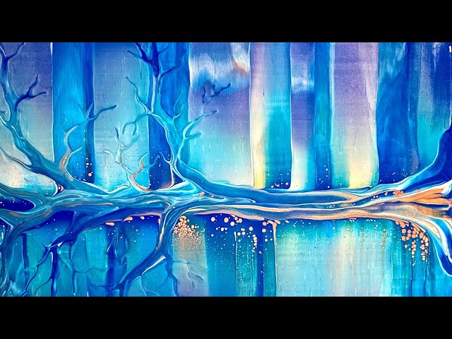 'Moonlight Magic' Tree Swipe on a HUGE Canvas! Fluid Art Tutorial - Collab with @AnnukkaArtStudio