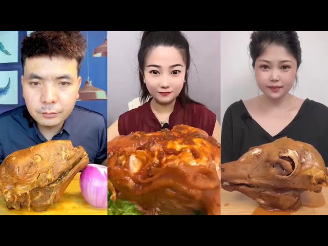 Chinese Food Mukbang Eating Show | Spiced Sheep's Head #137 (P541-544)