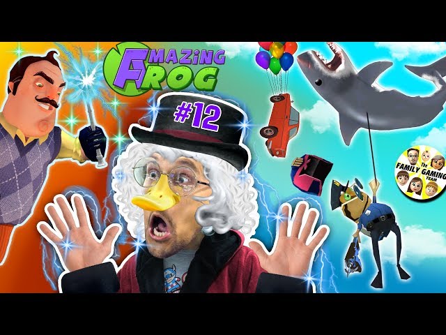 DUCKTALES Scrooge McDuck plays AMAZING FROG after Hello Neighbor Magic Trick! (#12 - Shark Balloon)