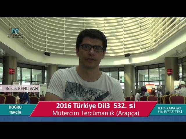 2016 Türkiye DİL3 532.si KTO Karatay Üniversitesi'ni Tercih Etti.