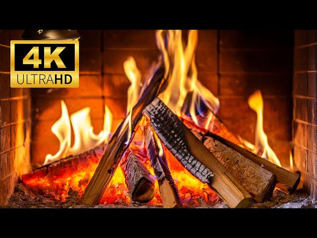 🔥 FIREPLACE (12 HOURS) Ultra HD 4K. Crackling Fireplace with Golden Flames & Burning Logs Sounds