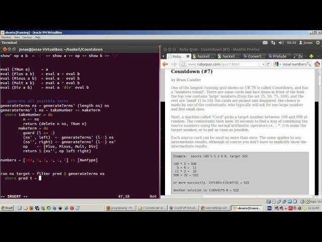 Arithmetic Puzzle - Haskell live coding