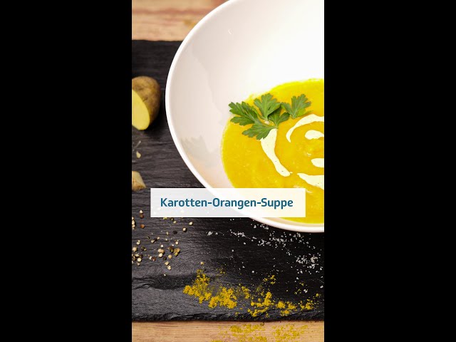 Karotten-Orangen-Suppe mit Ingwer und Curry-Joghurt | Rezepte #shorts