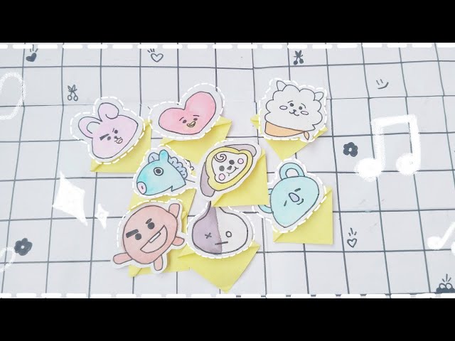 𓆩♡𓆪 Mini BT21 bookmarks using sticky notes ⋆.˚💌⋆