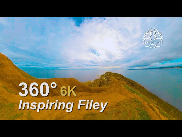 Inspiring Filey - warm and cosy, soothing relaxing sky and distant sea/waves. Over 1HR 360 6K video
