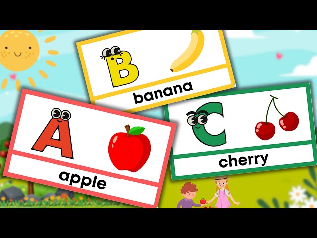 FRUITS NAME for Toddlers | ABC Alphabet ABCD Flashcards First Words for Babies | English Vocabulary