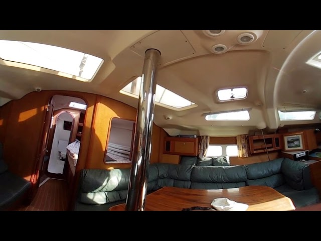 Hunter 420 Sailboat for sale in Portland Oregon interior 360 video walk through
