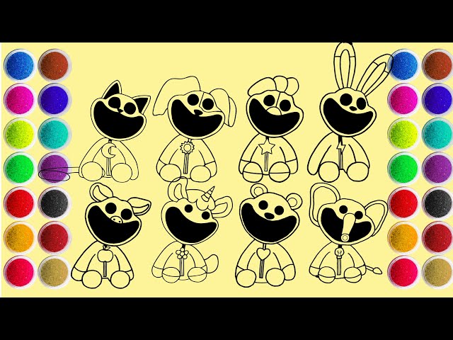Draw and Coloring All Smiling Critters from Poppy Playtime Chapter 3   Sand Painting