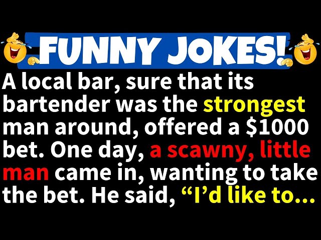 🤣Funny Jokes! - One Day A Scrawny, Little Man Went Against The Strong Bartender