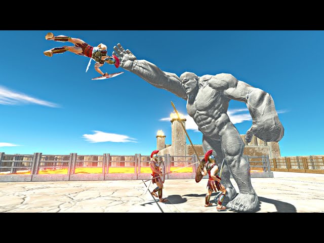 Stone Hulk vs Ancient Humans Army on Lava Castle - Animal Revolt Battle Simulator