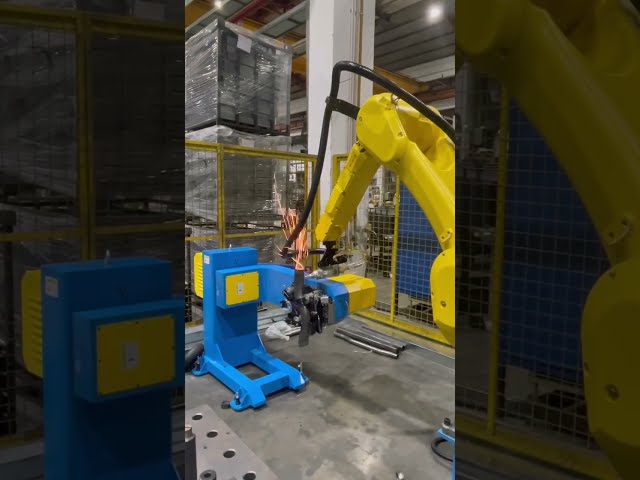 Fanuc robot + 2-axis Positioner Laser Cutting #sprutcamrobot #cadcam #lasercutting #fanuc #robot