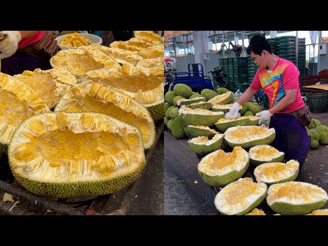 Easy way to cutting a big Jackfruit by this man - Thai fruit💛🍋