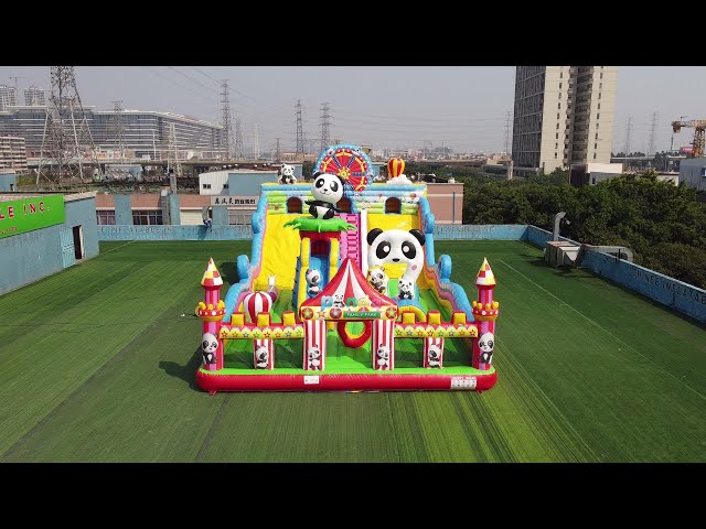Amazing Panda Circus Themed Inflatable Castle Playground - Perfect for Family Fun! T6-803B