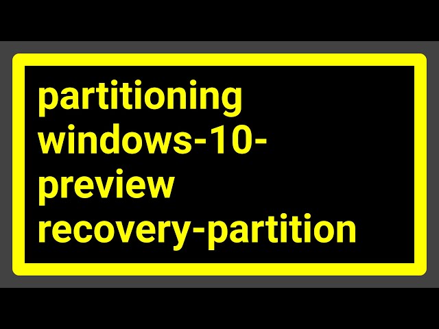 What is this Recovery Partition for on a fresh installation of Windows?