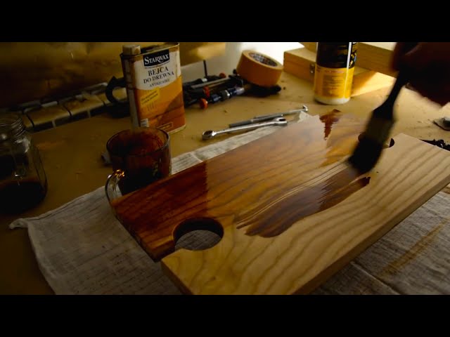 Making oaken foldable picnic table with wine holders - relaxing ASMR video